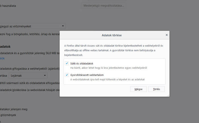 Adatok törlése Firefoxban