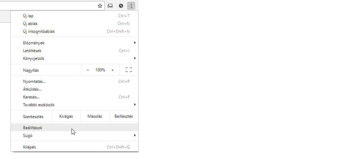 Google Chrome beállítások