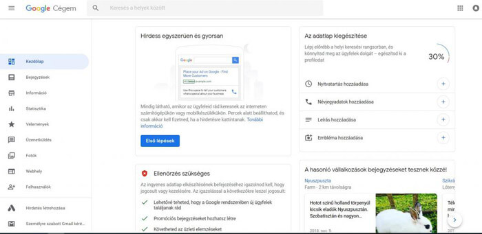 Google Cégem adatok közzététele és optimalizálása