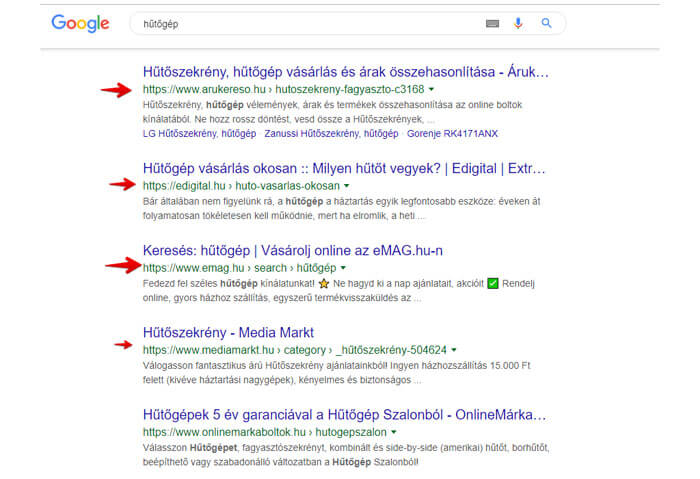 Google találati lista legjobb cégek