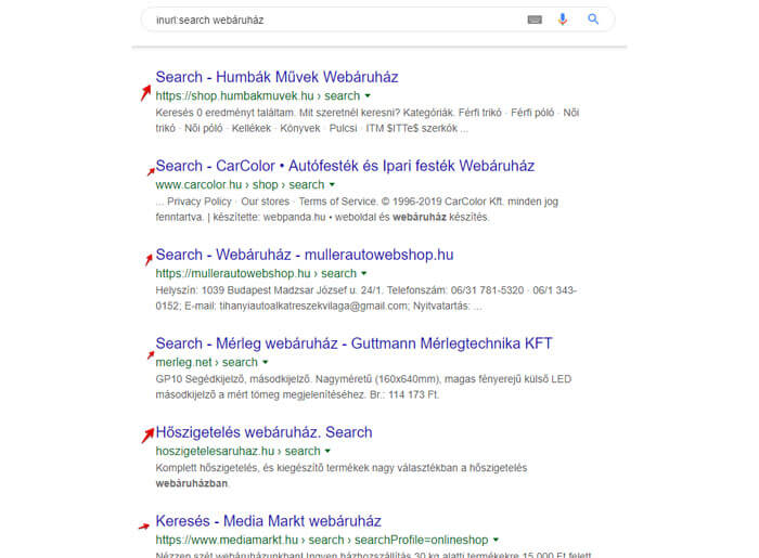 Keresési eredmények leindexeltetése SEO hiba