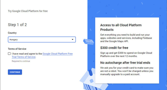 Google Cloud Platform regisztráció első lépések