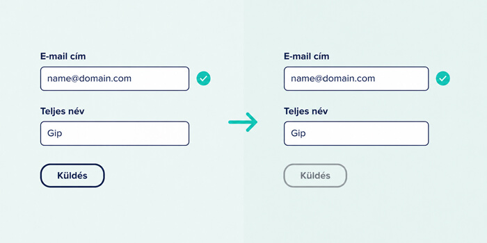A küldés gomb állapotát kezeld tudatosan