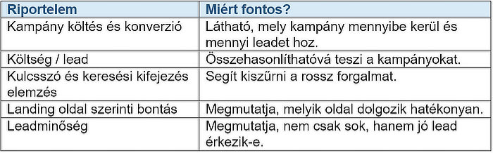 Google Ads riport