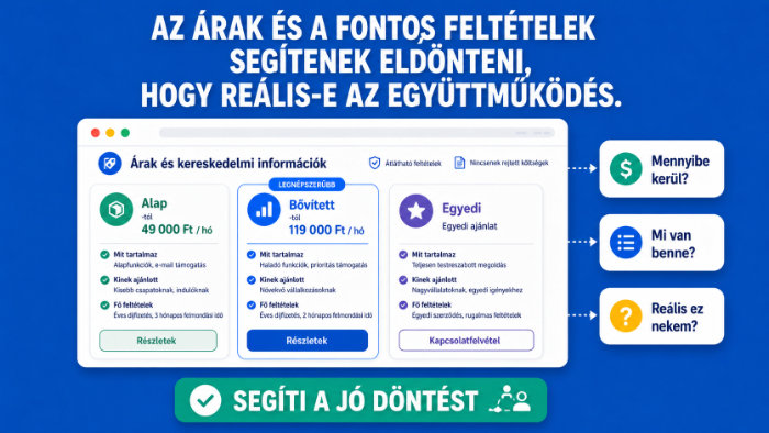 Árak és kereskedelmi információk: segíts eldönteni, hogy reális-e az együttműködés